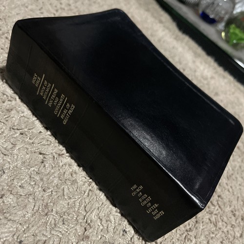 Quad Black LDS Scriptures Holy Bible Book of Mormon simulated Leather 2014 - Imagen 2 de 13