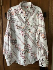 Vintage Guess Cowgirl Western Style Pearl Snap Floral Shirt, Large