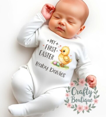 Mein 1. erstes Ostern. Personalisierter Schlafanzug, Baby Grow, Pyjama, Baby Chic - 1084