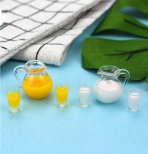 1set Juice Milk Jug 1:12 Dollhouse Miniature Cup Bottle Drinks Accessories Decor