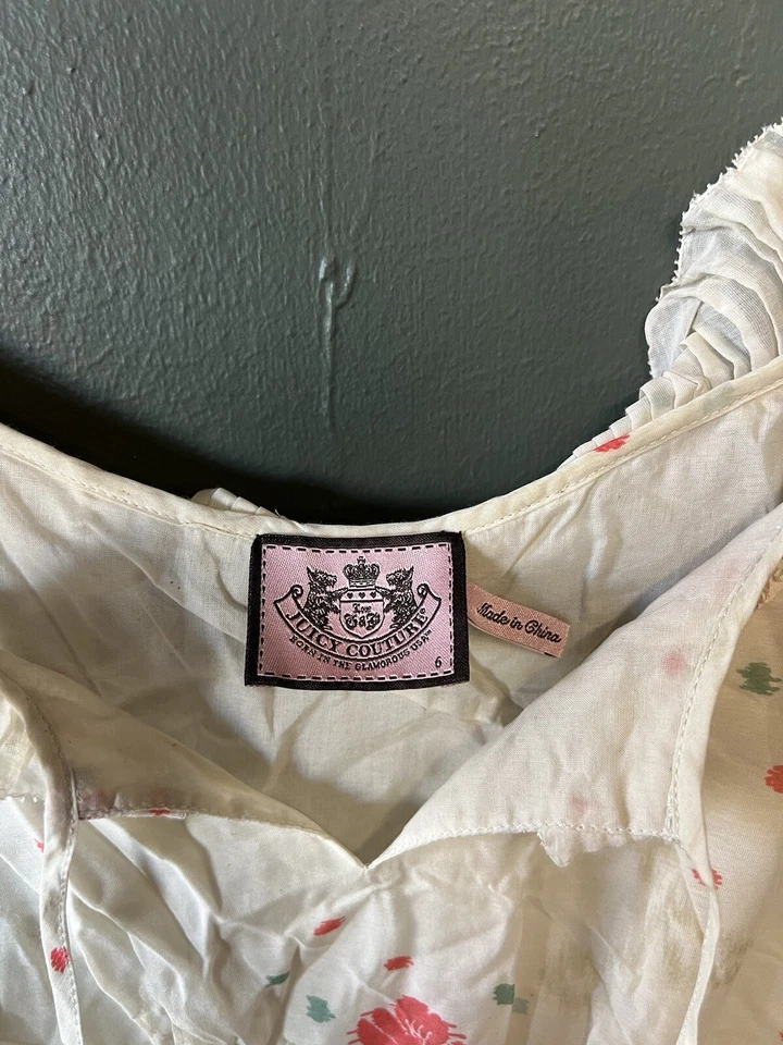 Juicy Couture Womens White Floral Pattern Blouse Sleeveless Size 6 - Image 3 of 3