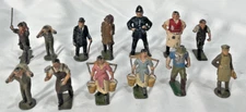 13 Piece Figures Vintage John Hill Co Lot Miller  Milkmaid Drover Hobo England