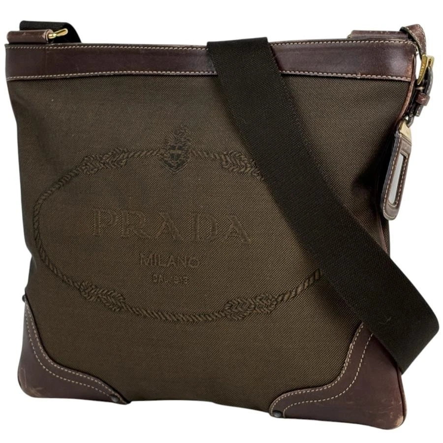 レ*ュ様 PRADA 90s Canvas Lether Shoulderbag PRADA Women's Canvas Exterior Shoulder Bag Bags & Handbags for