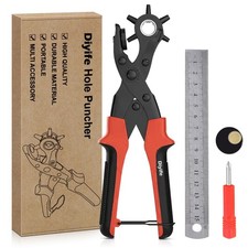 Diyife Leather Hole Puncher, Full Set Punch Tool Kits for Belt, Watch Red