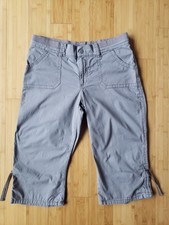 Lee Easy Fit Gray Cargo Capri Pants Drawstring Hem Women  s Size 14 M EUC