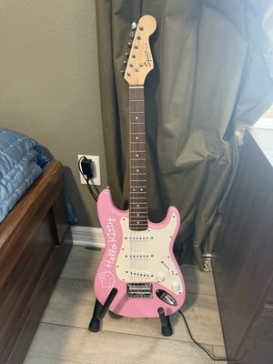 Hello Kitty Pink Squier mini guitar by Fender