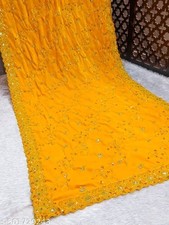 Yellow Heavy Embroidery Velvet Dupatta For Bride And Women 2.3 Mtr