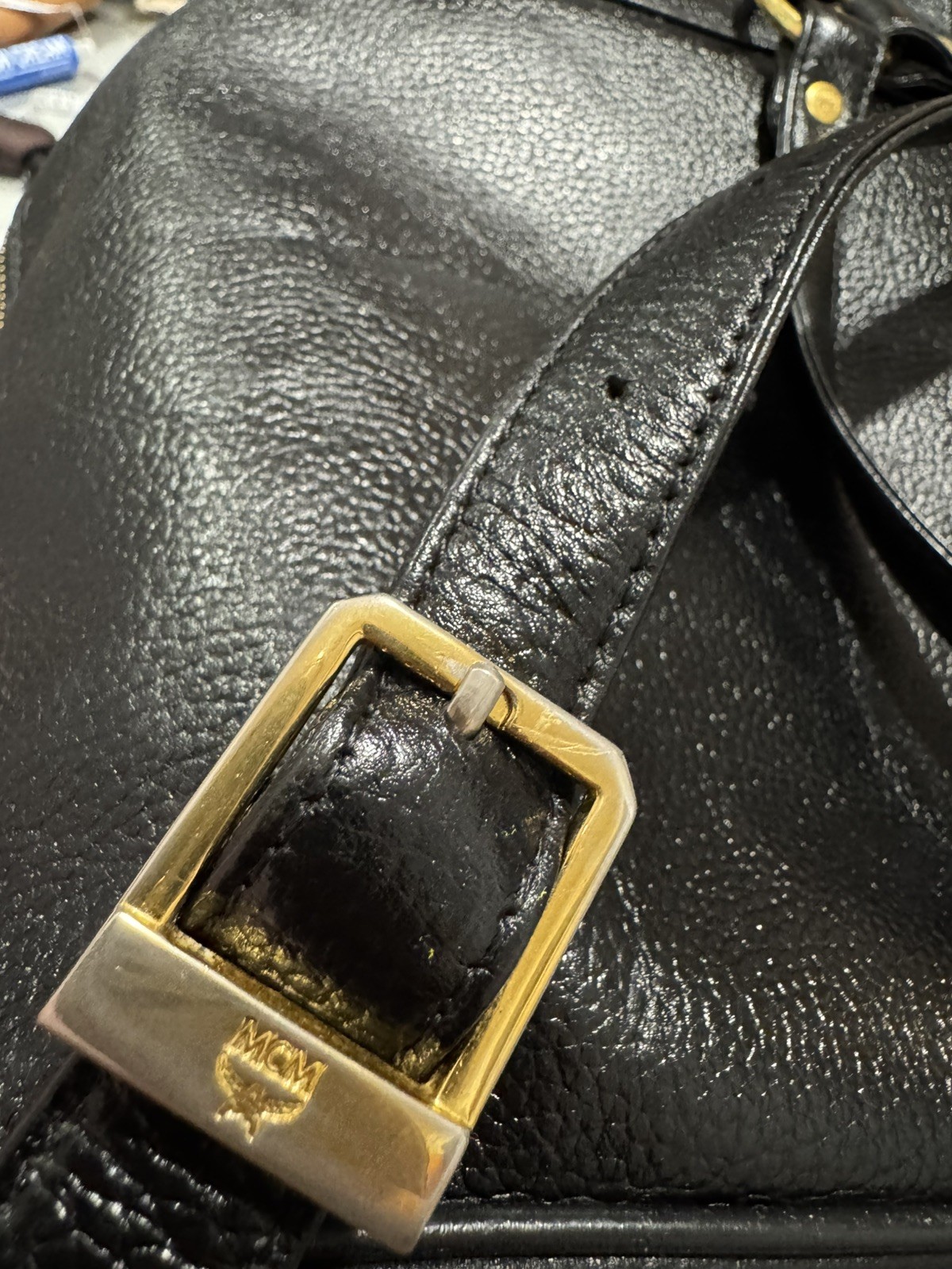 Authentic MCM Black Leather Backpack with Gold Hardware — image 11
