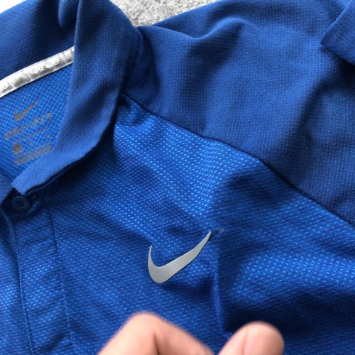 Nike Polo Shirt Mens Large Blue Dri-FIT Athletic Performance Collar Logo Golf - Picture 6 of 10