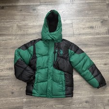 U.S. Polo Assn. Jacket Unisex Kids 8 Green Black Hooded Puffer Winter Coat USPA