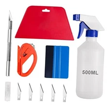  Window Tint Application Tools Kit, 5 Pcs Vehicle Glass Protective Film Blue