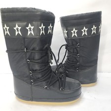 Womens Black Star Nylon Puffer Snow Boots Size 10 Target Winter Moon Style