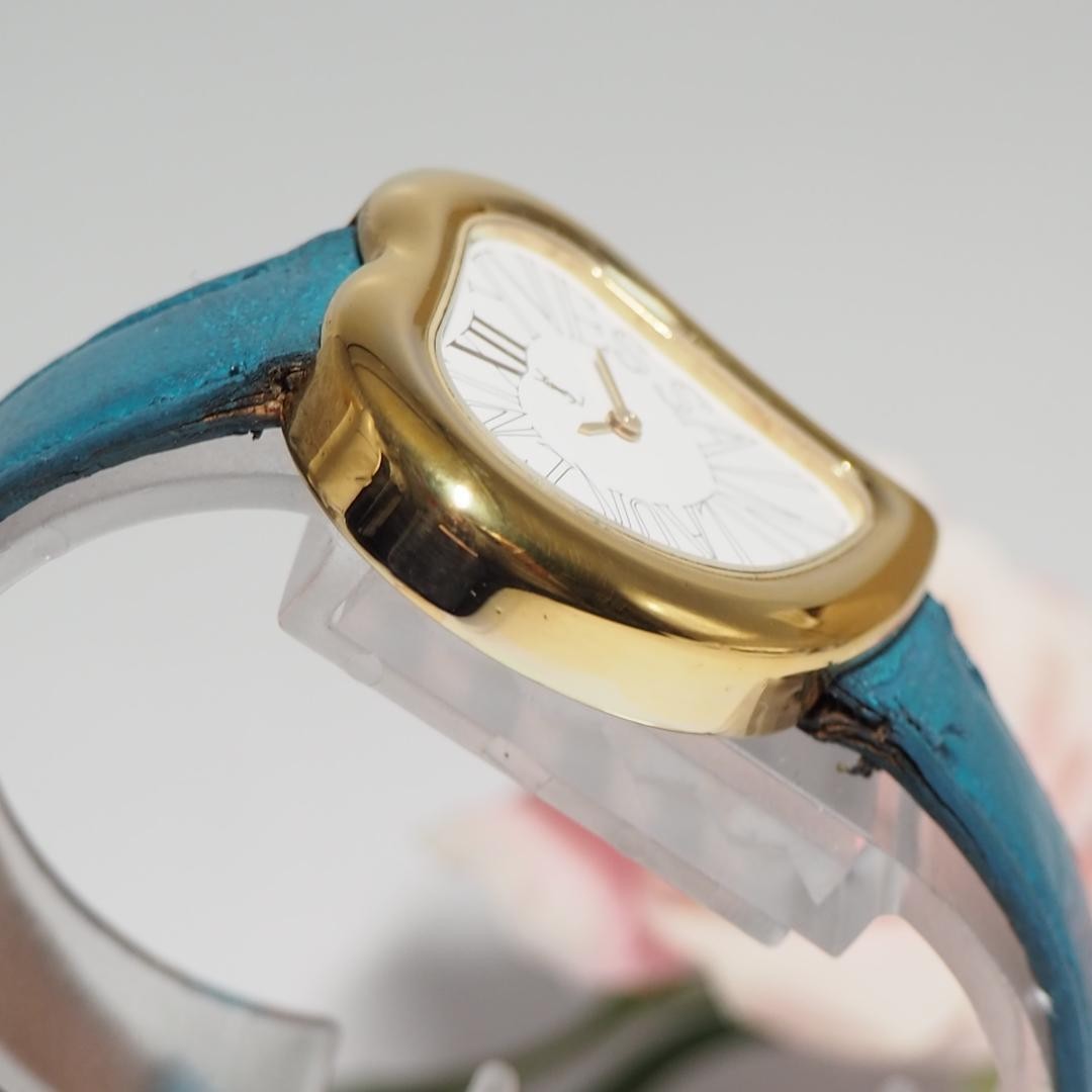 Orologio Donna Yves Saint Laurent Forma Cuore Cintura Turchese Quarzo Quadrante Bianco