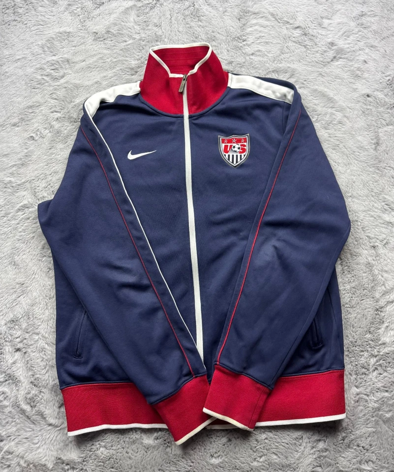 Chaqueta de fútbol EE. UU. para hombre grande roja azul blanca olímpica cremallera completa práctica Foto 2 de 4