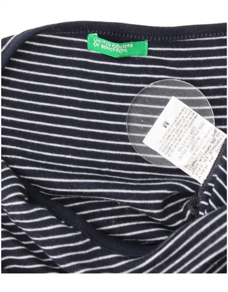 BENETTON женщин макси платье Великобритании 12 средний темно-синий в полоску морской BR02 - Изображение 3 из 3