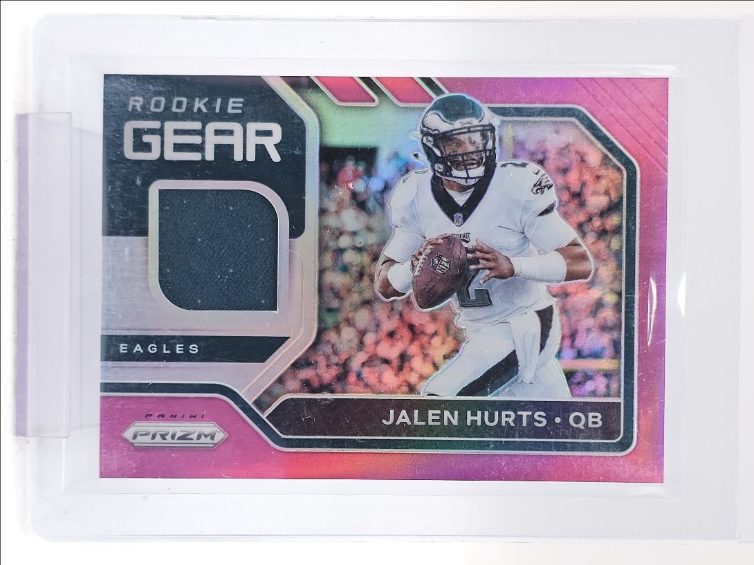 JALEN HURTS 2020 PANINI PRIZM ROOKIE GEAR PATCH PINK EAGLES #12 RC Q1300