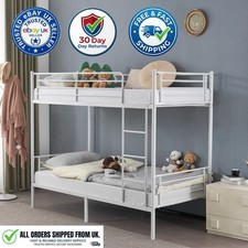 Twin Over Twin Bunk Bed Metal Frame w/ Storage Space White