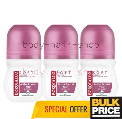 Borotalco Soft Pink Flower Deodorant Roll-On 48H Schweiß Geruchsschutz 3er Pack