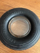 B F GOODRICH SILVERTOWN  Tire Ashtray 6.00-16 4 Ply  Clear Glass Made In USA