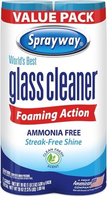 Sprayway Glass Cleaner Foaming Aerosol Spray, 19oz, Pack of 2 | Ammonia-Free, St