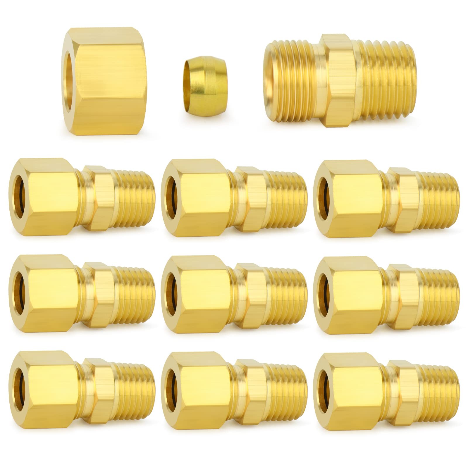 ChillWaves Brass Compression Fitting 3/16in OD x 1/8in NPT Male 10 Pack