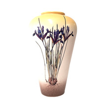 Royal Haeger Vase Purple Iris Hand Painted Art Pottery USA Vintage Floral