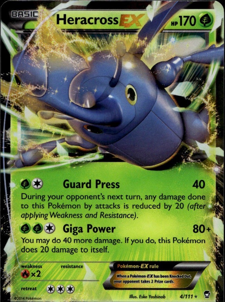 Heracross EX 4/111 Holo EX Rare Furious Fists Pokemon Lightly Played