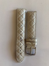 Michele 18mm Genuin Quilted White Leather Watch Strap MS18AA320156