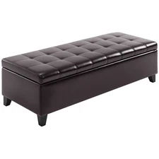 51" Tufted Top Storage Ottoman Bench PU Leather Organizer Chair Footstool Large