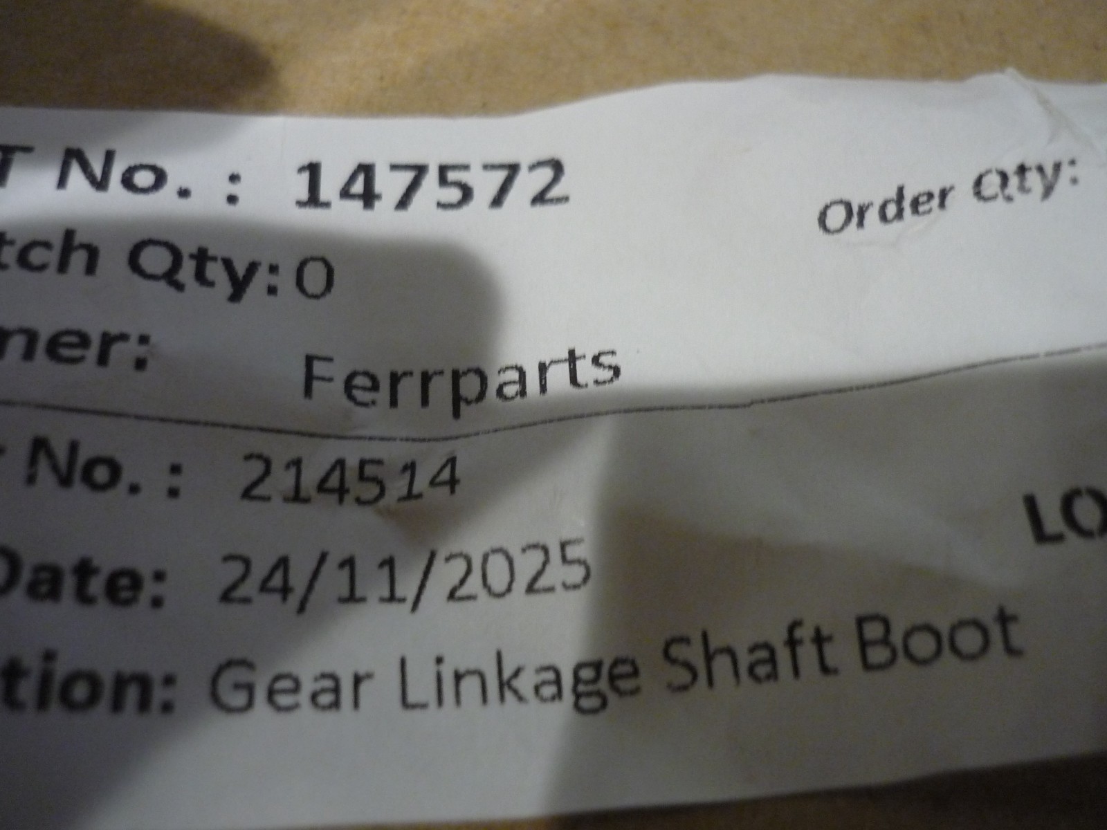 Ferrari  355,456,550,599,612 - Gear Linkage Shaft Boot - P/N 147572