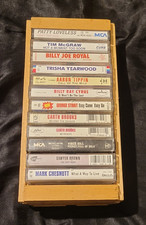 12  Country Cassettes with Wooden Box Cassette Lot VG-VG Cond.