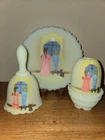 Fenton 1983 Christmas Fantasy Limited Edition Bell, Fairy Lamp & Plate