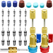 31Pcs R134A Valve Core Remover Installer Tool Kit, High Low Pressure Valve Core
