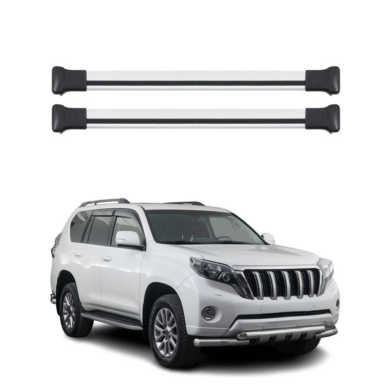 Barres de toit alu gris Toyota Prado transversales aérodynamiques