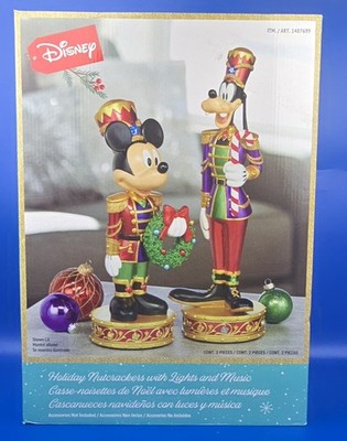 Disney Christmas Holiday Nutcrackers Mickey Mouse and Goofy W/ Music & Lights