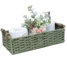 Round Paper Rope Storage Basket Wicker Baskets for Organizing with Handle Decora
