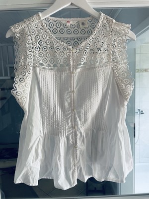 Bluse Shirt LEVIS Gr. S offwhite Häkeldetails Neu