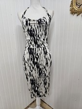Ann Taylor Halter Dress Black White 2