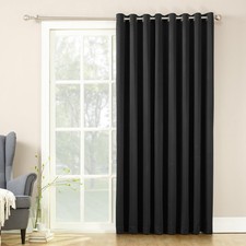 Black Sliding Patio Door Curtain Panel 100x84" Energy Saving Grommet