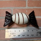 Vtg Large Art Glass Candy Murano Style Maroon white Swirl - Blown 7.25