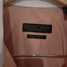 Donald J. Trump Signature Non-Iron Dress Shirt Pink White Collar French Cuff