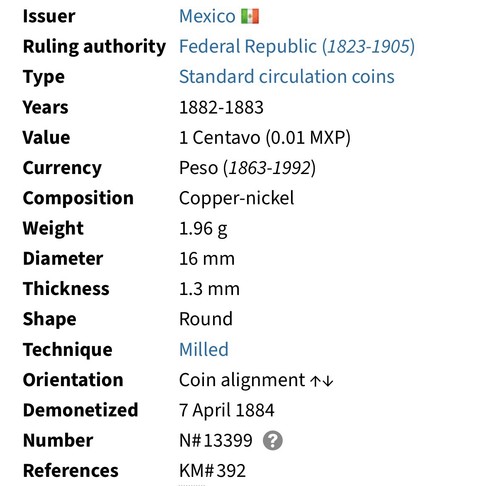 Pair of 1883 MEXICO 1 Centavos & 2 Centavos KM #392 #395 - Picture 7 of 8