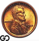 1918 Lincoln Cent Wheat Penny, Cherry RED, Superb Gem BU++ RD ** RARE This Nice!