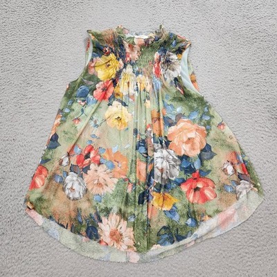 Anthropologie Deletta Top Womens Extra Small Floral Art Swing Mock Neck Epona