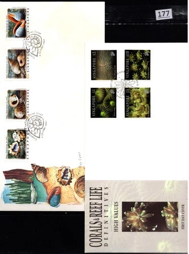 !! SINGAPORE - 2 FDC - NATURE - MARINE LIFE - SEA SHELLS - CORALS