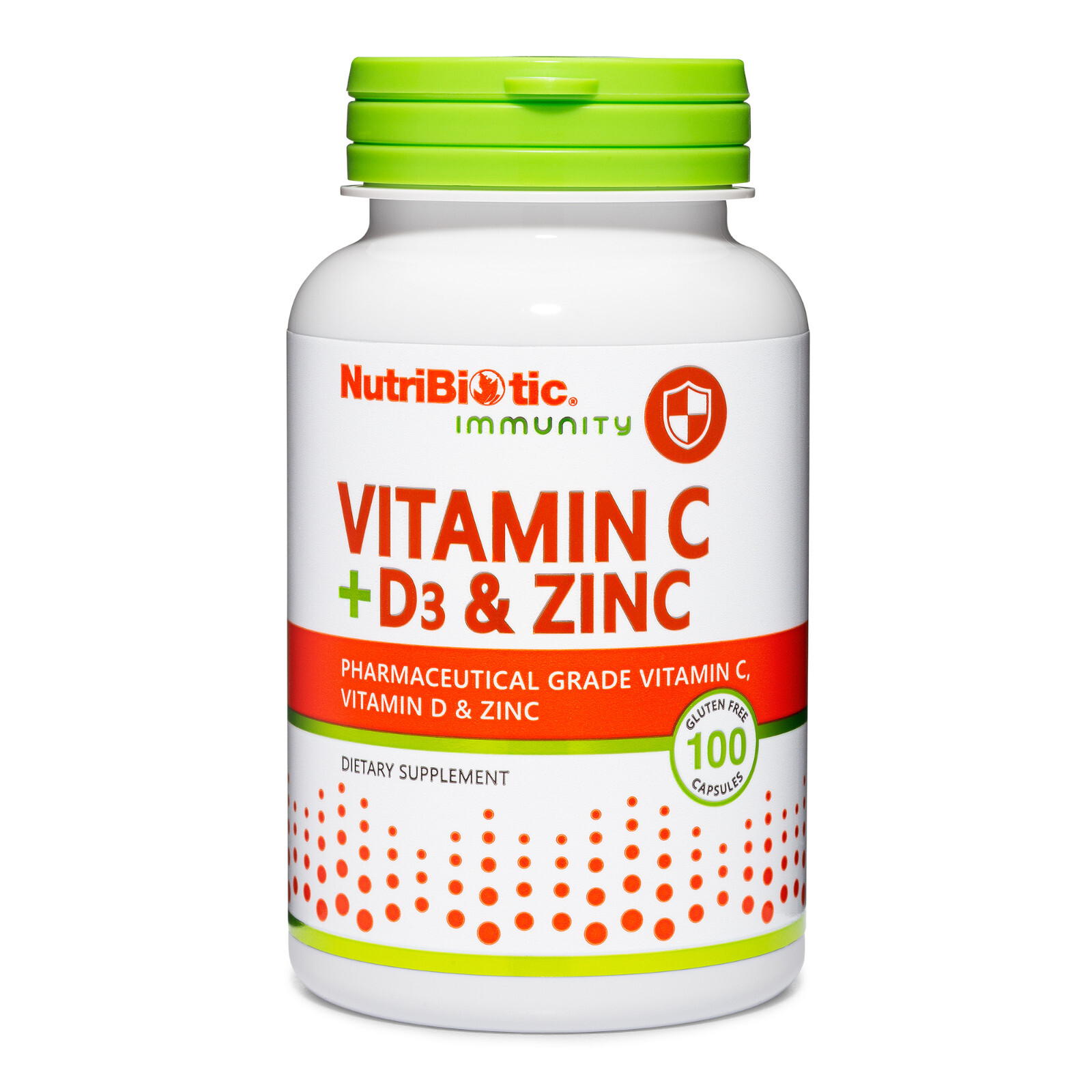NutriBiotic Vitamin C + Vitamin D3 & Zinc, 100 Capsules