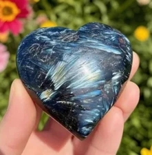Natural Arfvedsonite Heart Crystal Stone Quartz Reiki Healing Gift Home Decor 1P