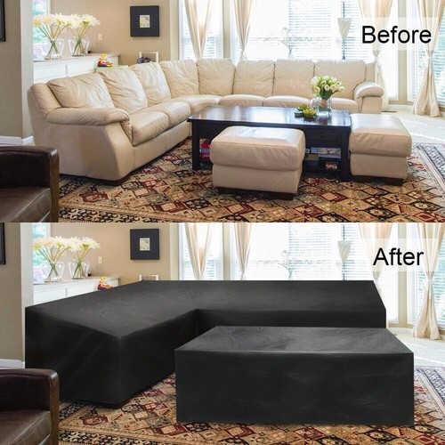 L-Form Lounge Set Sofa Schutzhülle Abdeckung Regenschutz Gartenmöbel Abdeckhaube - Bild 3 von 34