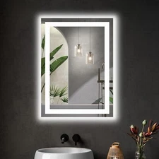 28"x20" LED Bathroom Wall Vanity Mirror with Anti-Fog Dimmable Rectangle Mirrors