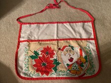 Excellent Vintage Christmas Santa Half Apron w/ pocket
